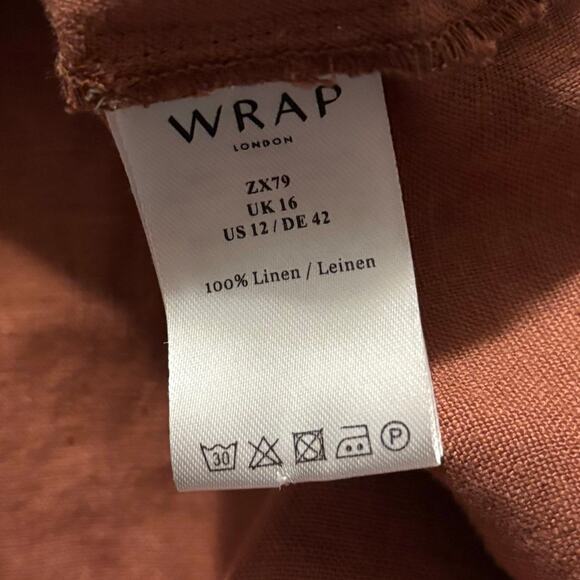 Wrap London Women’s 12 Dress 100% Linen Short Dress Pockets Drawstring Waist - Picture 5 of 9